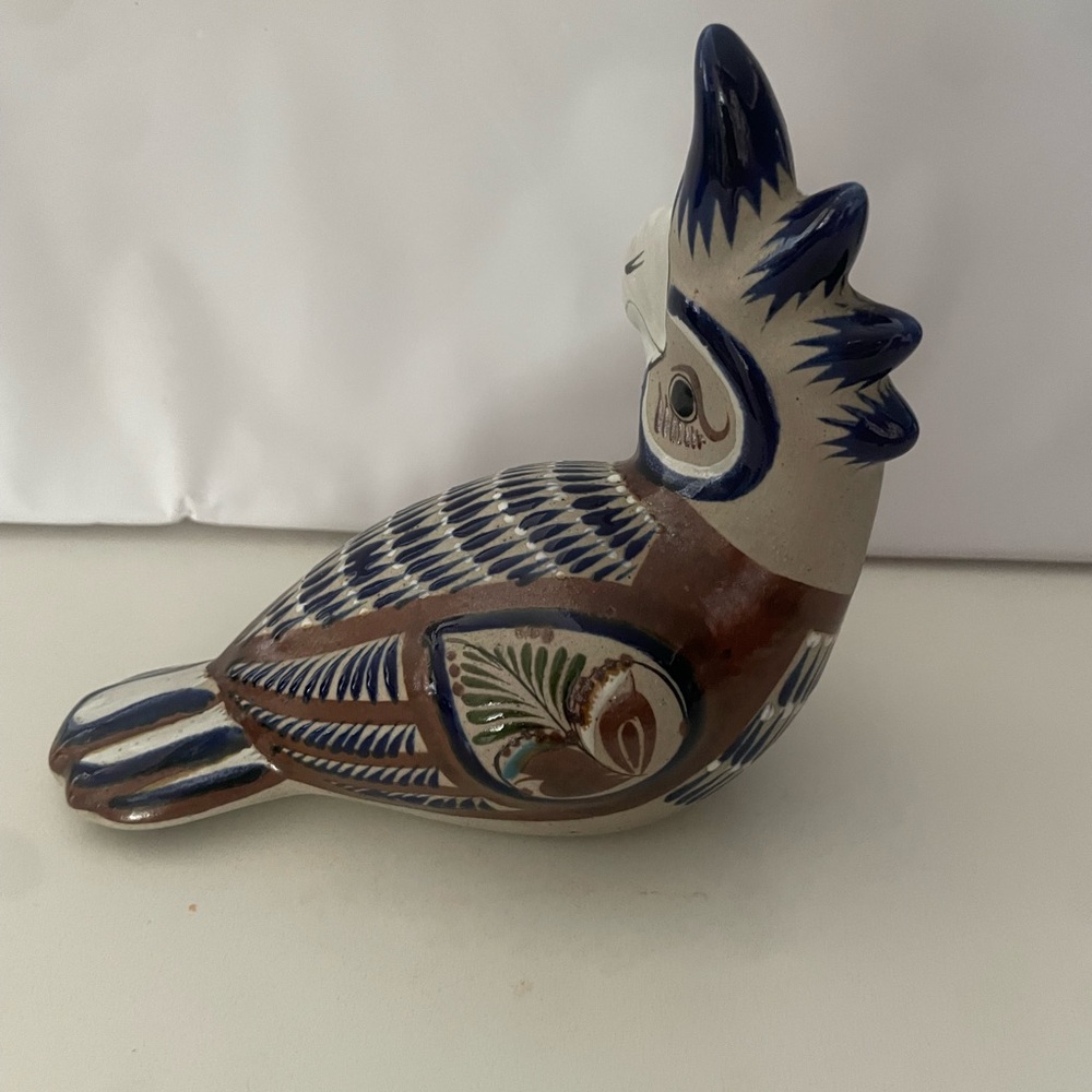 Vintage 1970 Tonalá Mexican pottery bird Singed By Mateo Tostado Folk Art - Picture 2 of 7